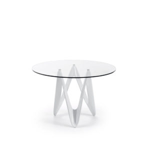Mesa redonda de cristal con pata de diseño